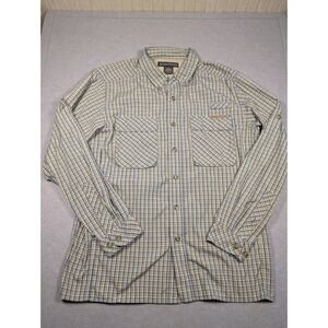 ExOfficio Button Down‎ Shirt Mens M Blue Yellow Plaid Outdoor Vented Excellent